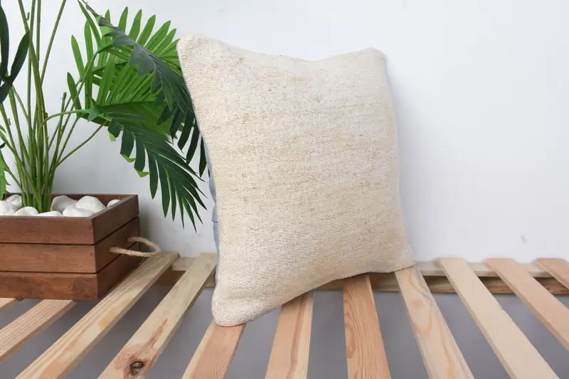 Kilim Pillow, 16x16 White Cushion Case, Ethnic Throw Cushion Case, Accent Pillow Cover, Pillow Case, Vintage Kilim Pillow, Ethnical Kilim Rug Pillow - 4