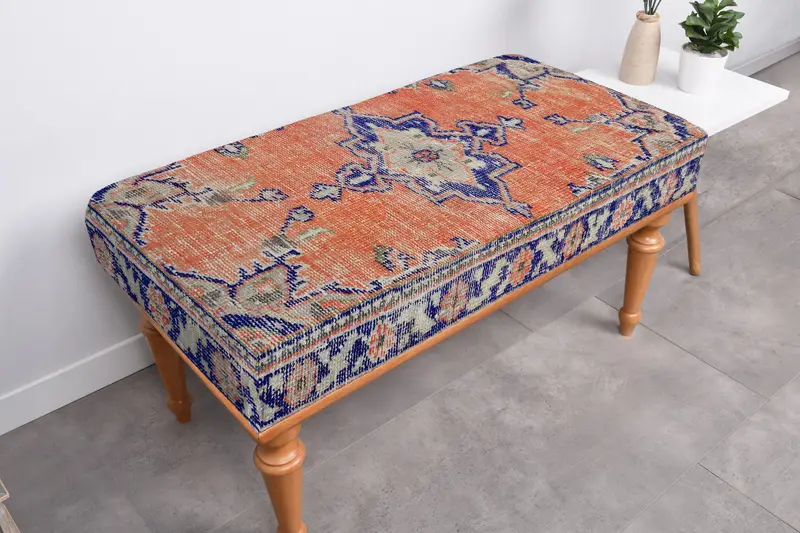 Modular Ottoman with Kilim-Inspired Pattern, Comfortable Sofa Set Ottoman