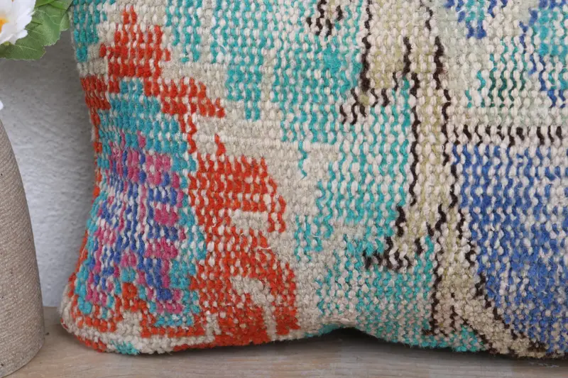 Car Pillow Cover, 8x16 Blue Pillow Case, Interior Designer Pillow, Kilim Cushion Sham, Pillow Cover, Vintage Kilim Throw Pillow, Hippie Throw Pillow - 3