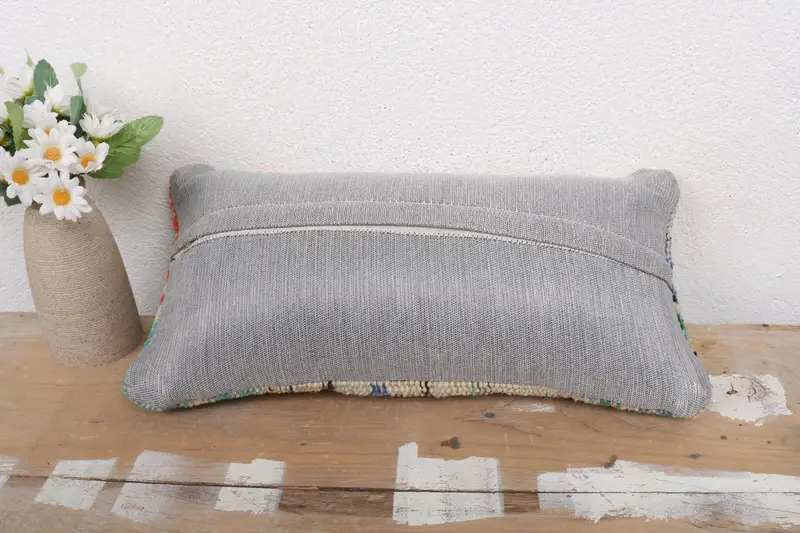 Car Pillow Cover, 8x16 Blue Pillow Case, Interior Designer Pillow, Kilim Cushion Sham, Pillow Cover, Vintage Kilim Throw Pillow, Hippie Throw Pillow - 7