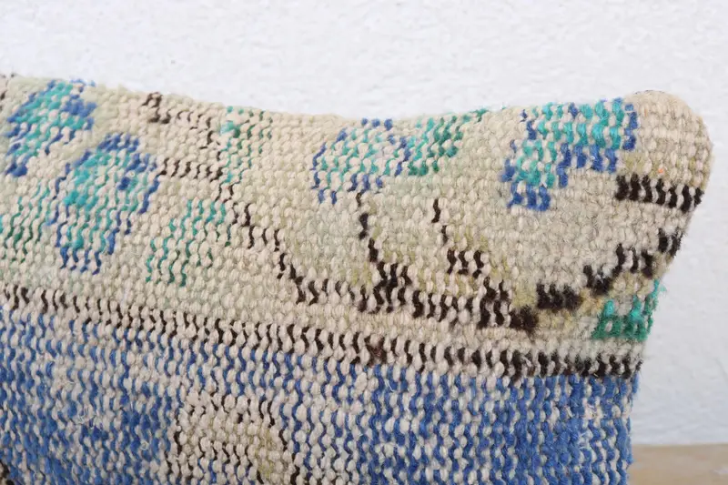 Car Pillow Cover, 8x16 Blue Pillow Case, Interior Designer Pillow, Kilim Cushion Sham, Pillow Cover, Vintage Kilim Throw Pillow, Hippie Throw Pillow - 5