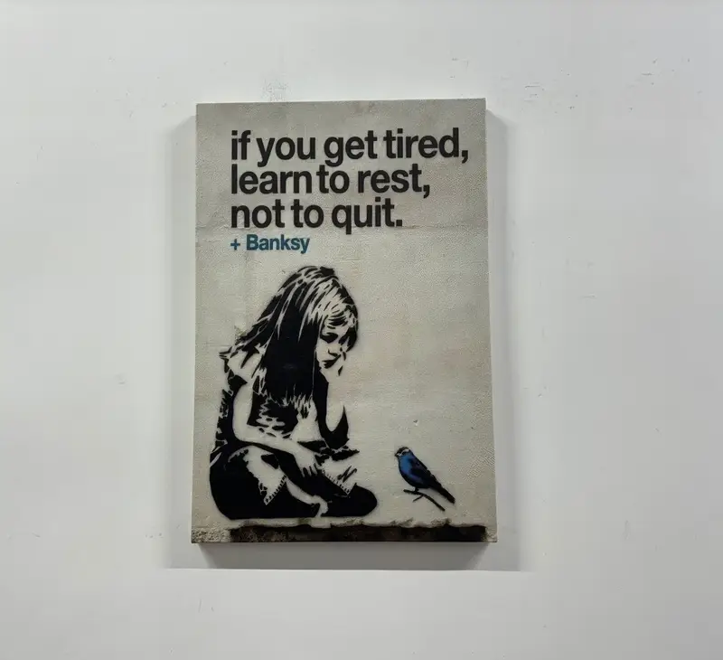 Banksy Girl and Blue Bird Quote, Street Art Banksy Girl and Blue Bird, Banksy Canvas Art Print, Inspirational Quote, Office Wall Art, Canvas - 1