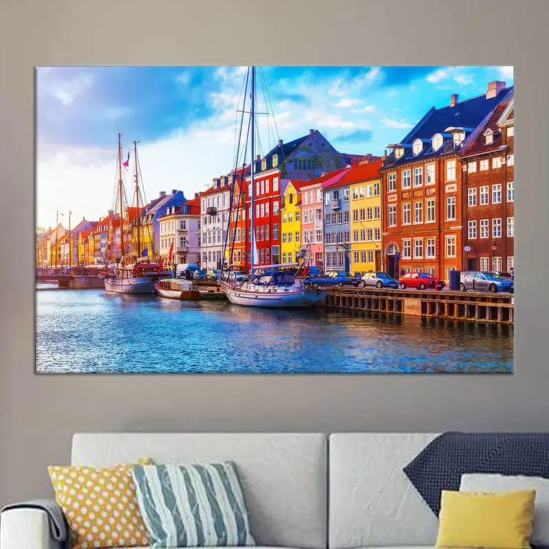 Vibrant Denmark Canvas: Colorful Buildings & Scenic Landscapes