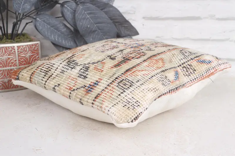 12x12 Beige Pillow Cover, Antique Pillows, Traditional Pillow Case, Pillow for Couch, Cushion Cover, Boho Pillow Sham Cover - 6