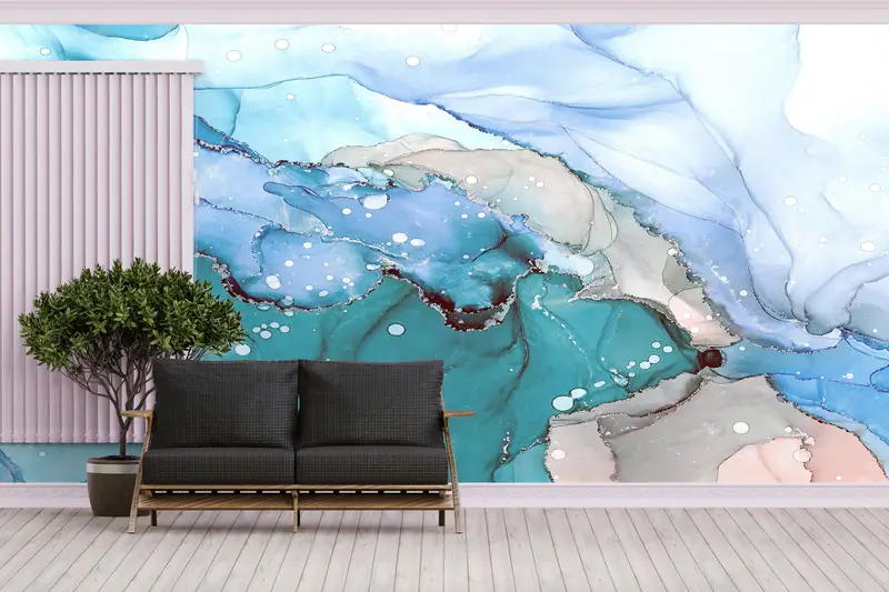 Elegante bedruckte Tapete: Moderner Marmor und luxuriöses grünes Design