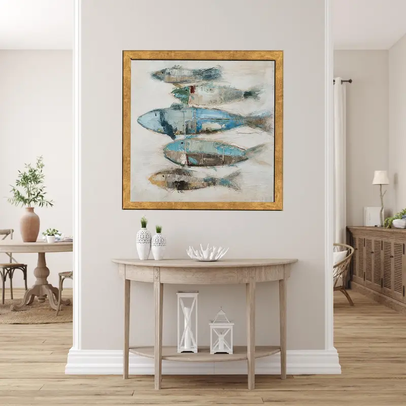 Modernes Glas mit abstraktem Fischdruck: Elegantes, einzigartiges, bedrucktes Design