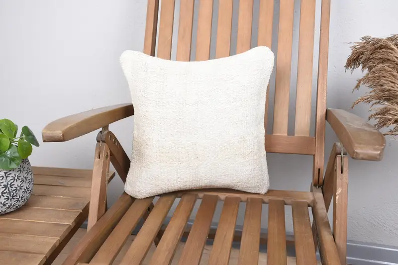Turkish Small Square Beige Euro Sham, 14x14 inch Gift Cushion - 1