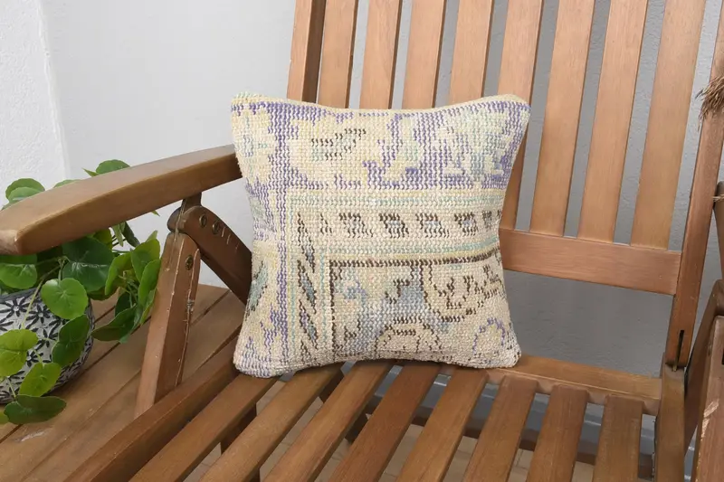 Lila und grünes Blumen-Wurfkissen, 12x12 besticktes Kissen