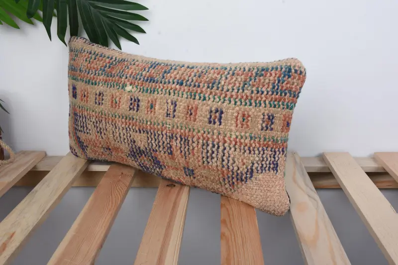Anatolian Pillow Sham, Interior Designer Pillow, Kilim Pillow, Ethnical Kilim Rug Pillow, 8x16 Blue Pillow Sham, Wholesale Pillow Sham, Pillow Cover - 5
