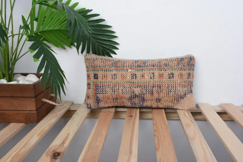 Anatolian Pillow Sham, Interior Designer Pillow, Kilim Pillow, Ethnical Kilim Rug Pillow, 8x16 Blue Pillow Sham, Wholesale Pillow Sham, Pillow Cover - 1