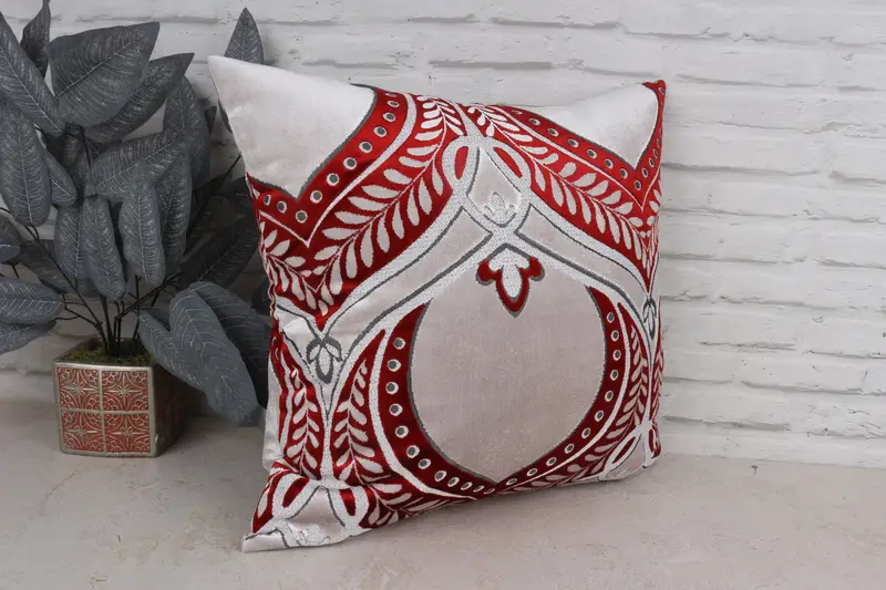 Boho Pillow, Pet Cushion, Kilim Pillow, Pillow for Couch, Wool Kilim Pillow Cushion, Neutral Pillow Cover, 20x20 Red Pillow Cover, Cushion Cover - 3