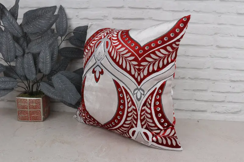 Boho Pillow, Pet Cushion, Kilim Pillow, Pillow for Couch, Wool Kilim Pillow Cushion, Neutral Pillow Cover, 20x20 Red Pillow Cover, Cushion Cover - 4