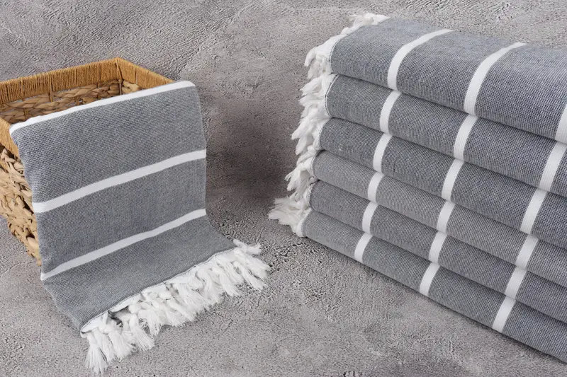Employee Gifts, Bridesmaid Towel, 64x40 Cotton Striped Terry Towel, Sand-free towel, Towel With Name, Organic Towel, Quick-dry towel, Hammam towel - 3