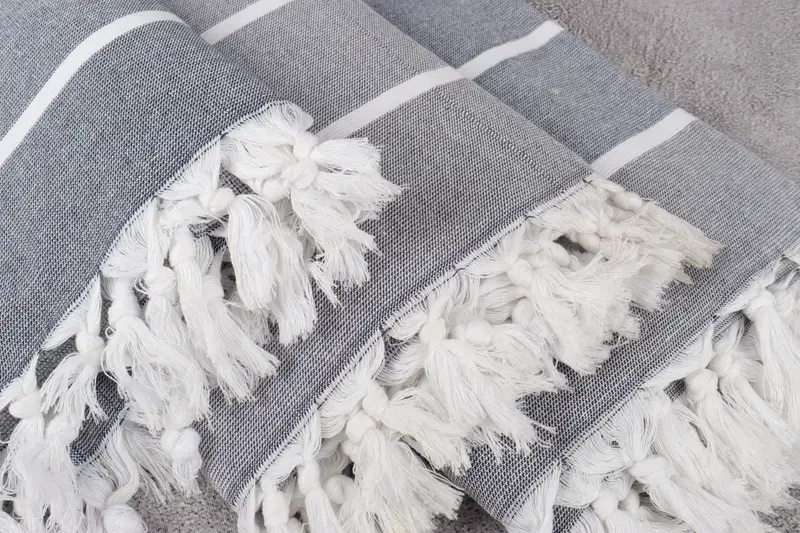 Employee Gifts, Bridesmaid Towel, 64x40 Cotton Striped Terry Towel, Sand-free towel, Towel With Name, Organic Towel, Quick-dry towel, Hammam towel - 5