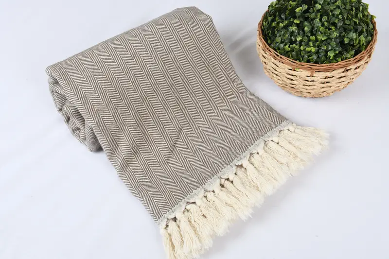Turkish Bedcover, Turkish Bedspread, Embroidered Bedspread, 100x80 Cotton Herringbone Towel, Woven Blanket, Decorative Blanket, Bridal Shower Gift - 4
