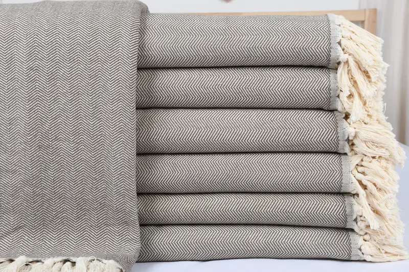 Turkish Bedcover, Turkish Bedspread, Embroidered Bedspread, 100x80 Cotton Herringbone Towel, Woven Blanket, Decorative Blanket, Bridal Shower Gift - 1