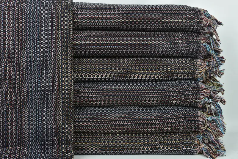 Woven Throw Blanket, Tablecloth, 90x88 Cotton Colorful Diamond Towel, Turkish Towel Beach Blanket, Bachelorette Party Decorations, Wedding Favors - 1