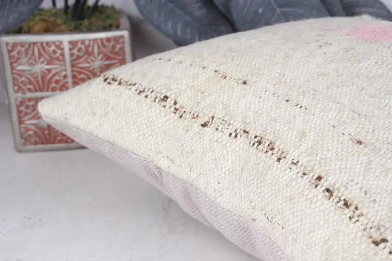 Pillow Case, Pet Pillow, Oriental Pillow, Vintage Pillow, Vintage Kilim Throw Pillow, Turkish Pillow, 12x12 Beige Cushion Cover, Bench Cushion Cover - 7