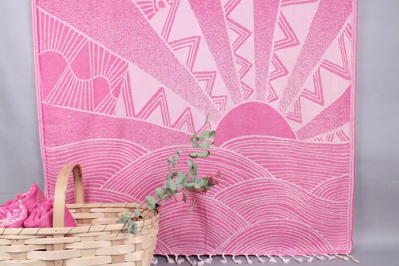 Personalized Turkish Towel Monochrome Fuchsia, 40x71 Inches