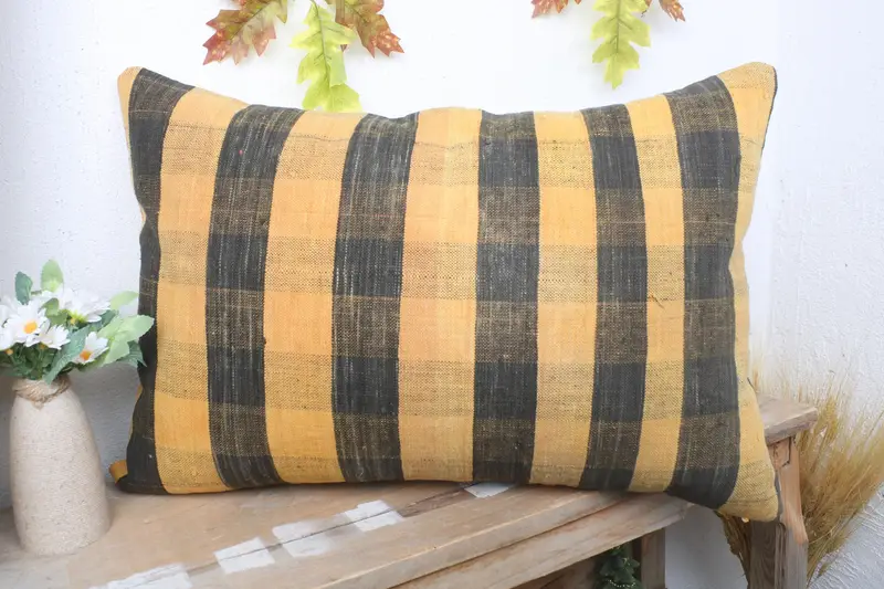 16x24 Yellow Pillow, Pillow Cover, Nomadic Cushion Cover, Ethnic Pillow Cover Pillow Cover, Kilim Pillow Cover, Throw Kilim Pillow, Pillow for Sofa - 4