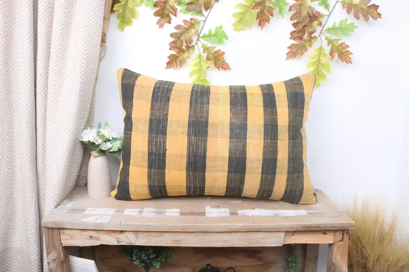 16x24 Yellow Pillow, Pillow Cover, Nomadic Cushion Cover, Ethnic Pillow Cover Pillow Cover, Kilim Pillow Cover, Throw Kilim Pillow, Pillow for Sofa - 1