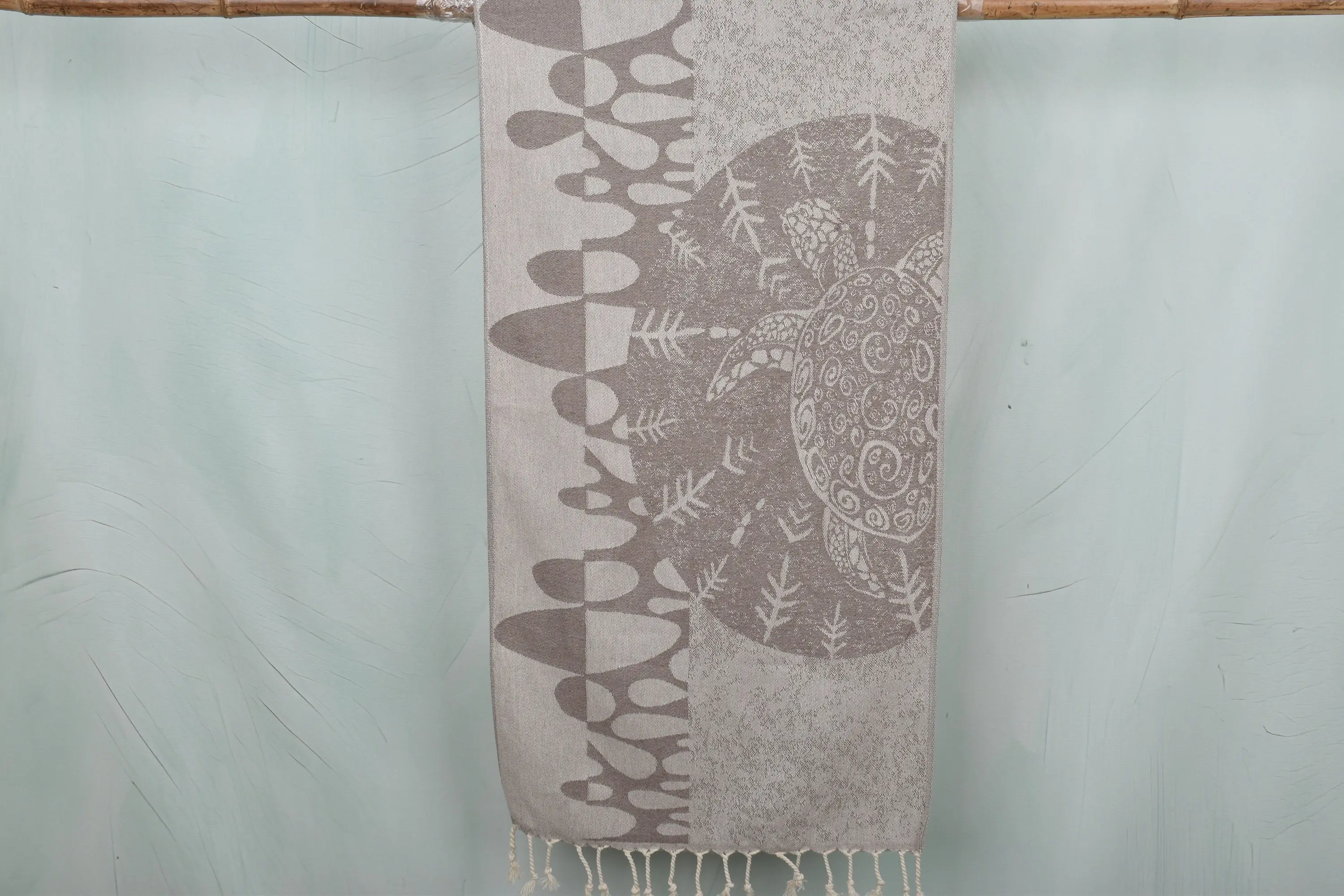 Turtle Design Hand Towel Brown Cotton Tea Towel, 18x36 Inches - 1