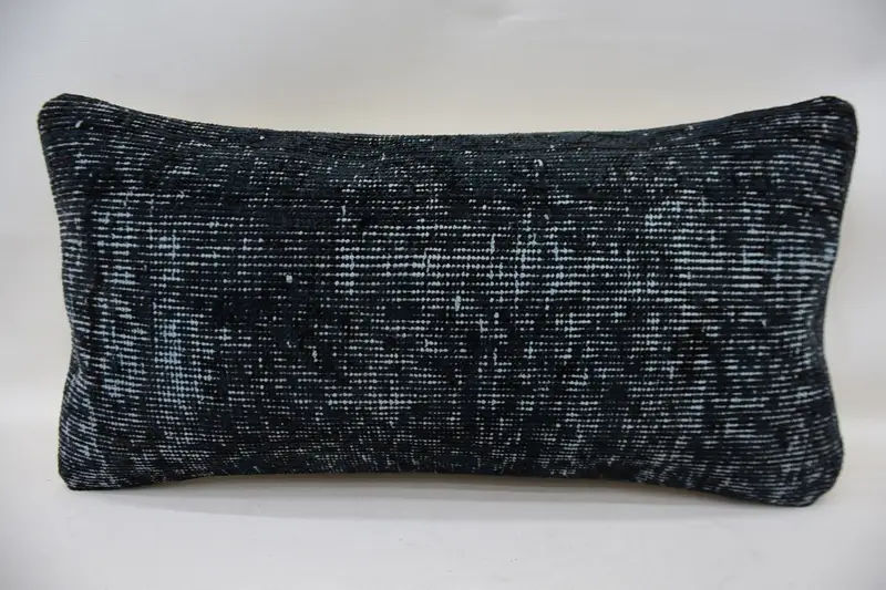 トルコ ギフト ホームデコレーション ユーロ シャム、デザイナーブラック 30x60 cm ウール枕カバー - 1