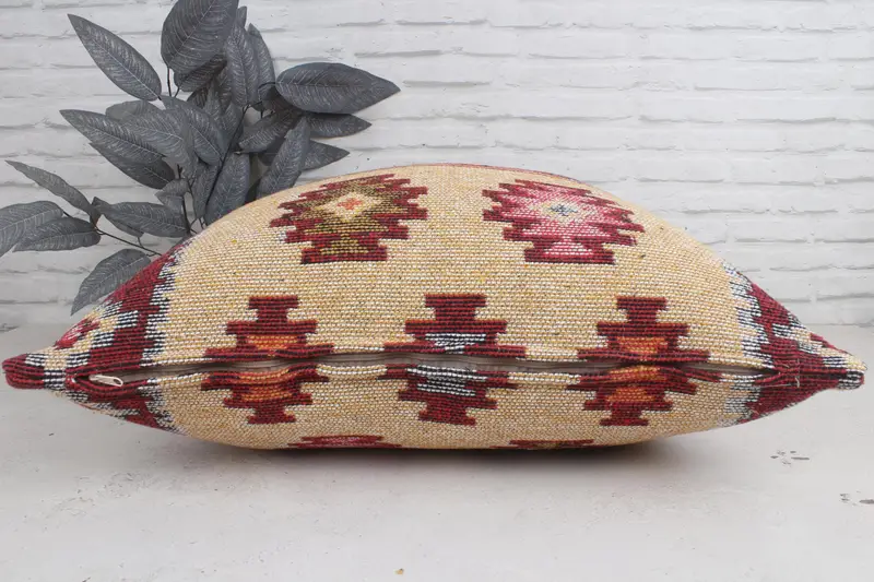 Luxury Pillow Case, Handmade Kilim Cushion, Southwestern Pillow, Home Decor Pillow, 28x28 Red Pillow Cover, Pillow for Sofa, Cushion Case - 5