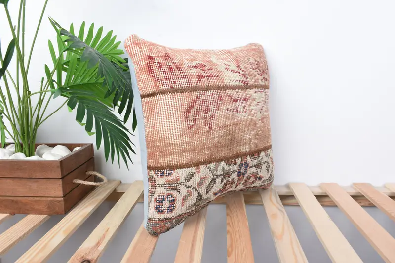Pillow Sham, Pillow for Sofa, Outdoor Bolster Pillow Sham, Aesthetic Pillow Case, Gift Pillow, Turkish Pillow, 16x16 Brown Pillow - 4
