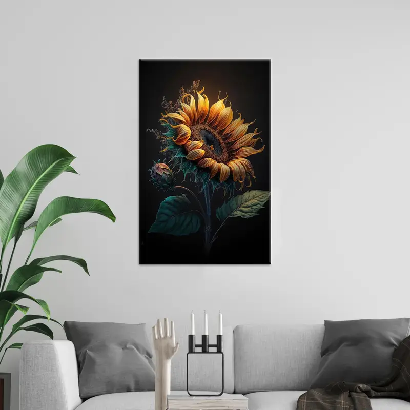Kitchen Canvas Decor, Modern Art Decor, Sun Flower Lover  Gift, Floral Canvas Art, Wall Hanging Art, Sun Flower Art, Personalized Gift - 1