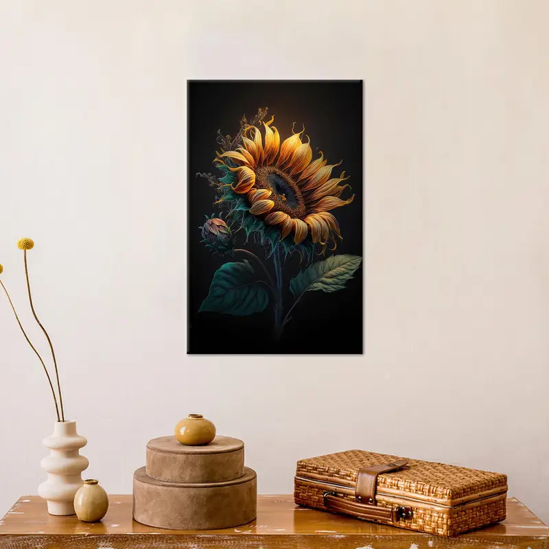 Kitchen Canvas Decor, Modern Art Decor, Sun Flower Lover  Gift, Floral Canvas Art, Wall Hanging Art, Sun Flower Art, Personalized Gift - 3