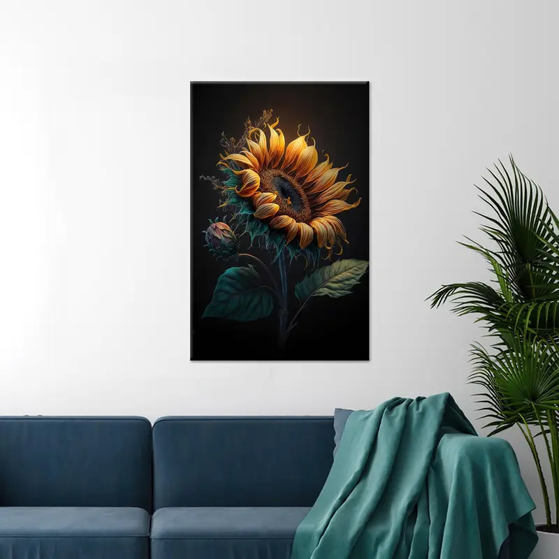 Kitchen Canvas Decor, Modern Art Decor, Sun Flower Lover  Gift, Floral Canvas Art, Wall Hanging Art, Sun Flower Art, Personalized Gift - 2