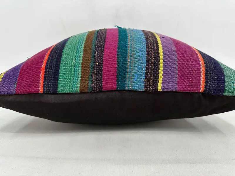 Purple & Green Striped Throw Pillow, 20x20 Inches Size Pillow - 5