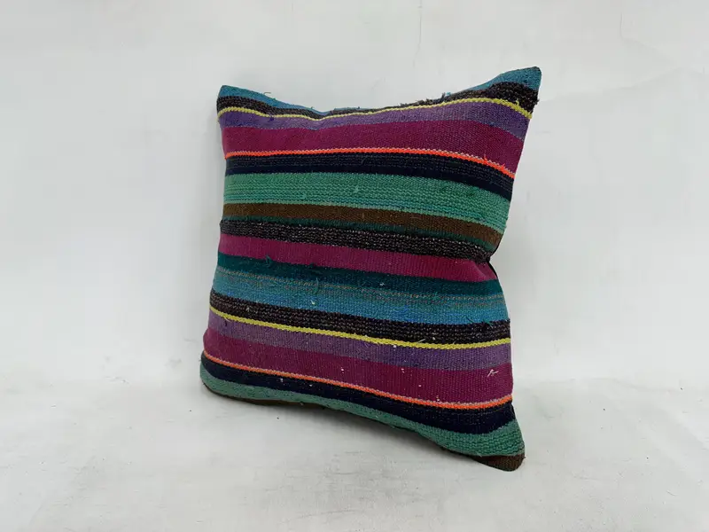 Purple & Green Striped Throw Pillow, 20x20 Inches Size Pillow - 4
