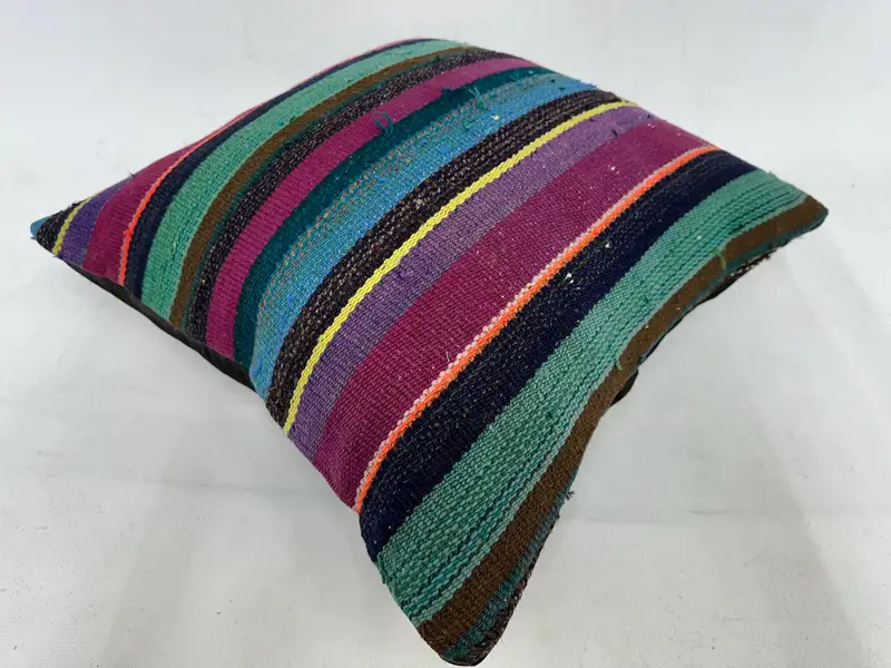 Purple & Green Striped Throw Pillow, 20x20 Inches Size Pillow - 6