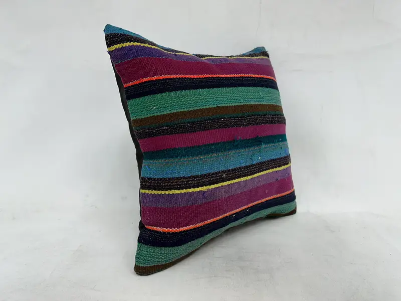 Purple & Green Striped Throw Pillow, 20x20 Inches Size Pillow - 3