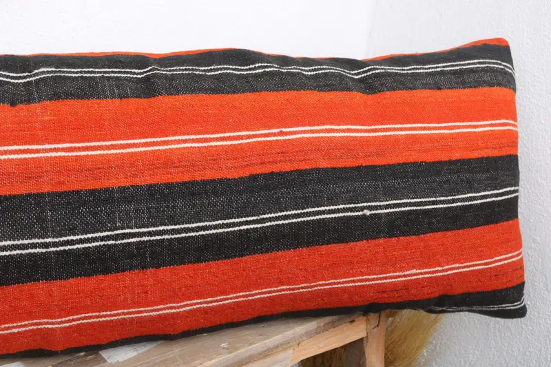 16x48 Orange Cushion, Vintage Kilim Pillow, Pillow Case, Pillow for Couch, Lounge Throw Pillow Case, Boho Pillow Sham Cover - 4