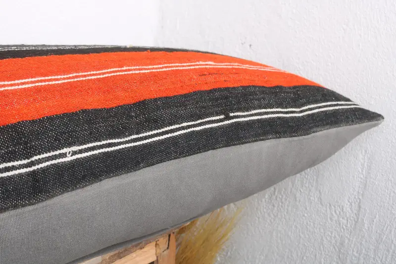 16x48 Orange Cushion, Vintage Kilim Pillow, Pillow Case, Pillow for Couch, Lounge Throw Pillow Case, Boho Pillow Sham Cover - 5