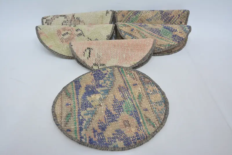 ブルーとベージュのキリム プレースマット、トルコウールのテーブル装飾