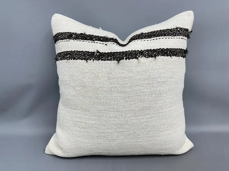 Pillow, 24x24 White Pillow, Outdoor Cushion Case, Chair Pillow Sham, Turkish Kilim Pillow, Home Decor Pillow, Turkish Pillow - 1