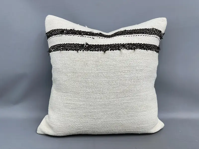 Pillow, 24x24 White Pillow, Outdoor Cushion Case, Chair Pillow Sham, Turkish Kilim Pillow, Home Decor Pillow, Turkish Pillow - 4