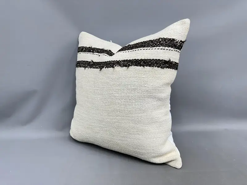 Pillow, 24x24 White Pillow, Outdoor Cushion Case, Chair Pillow Sham, Turkish Kilim Pillow, Home Decor Pillow, Turkish Pillow - 3