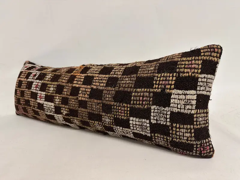Accent Throw Cushion Cover, Ethnical Kilim Rug Pillow, Ikat Cushion Cover, Throw Kilim Pillow, 12x36 Brown Pillow, Kilim Pillow, Pillow Cover - 3