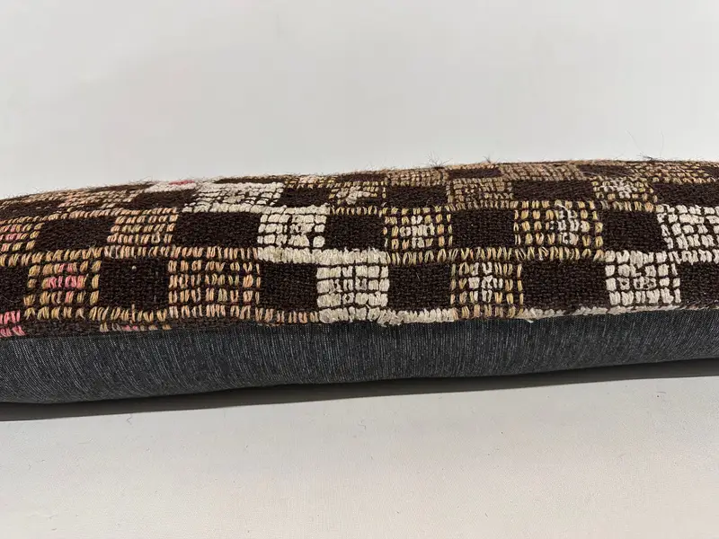 Accent Throw Cushion Cover, Ethnical Kilim Rug Pillow, Ikat Cushion Cover, Throw Kilim Pillow, 12x36 Brown Pillow, Kilim Pillow, Pillow Cover - 5