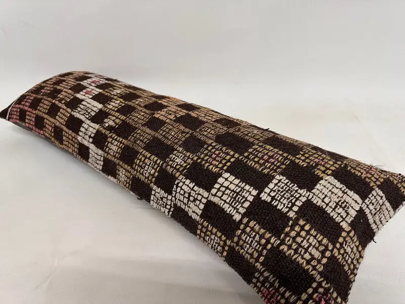 Accent Throw Cushion Cover, Ethnical Kilim Rug Pillow, Ikat Cushion Cover, Throw Kilim Pillow, 12x36 Brown Pillow, Kilim Pillow, Pillow Cover - 6