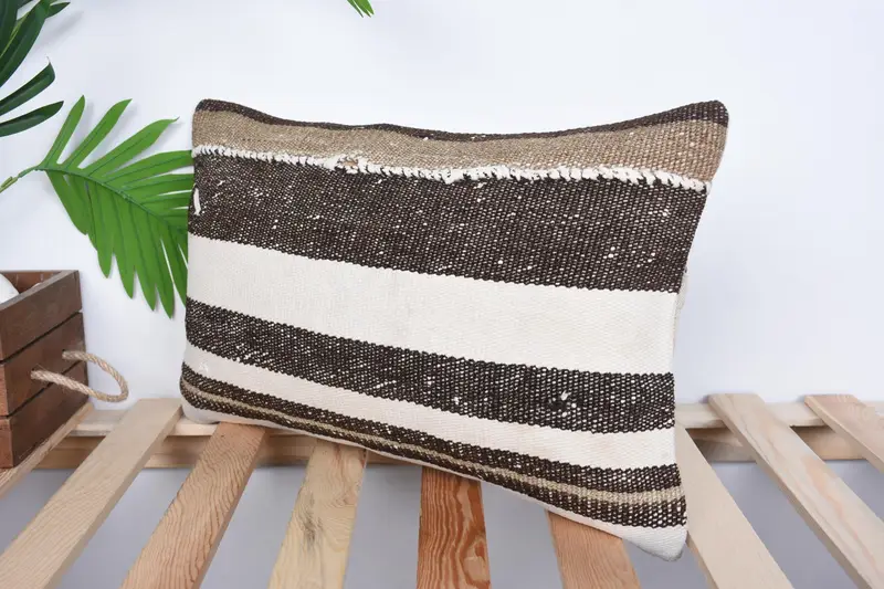 Home Decor Pillow, Vintage Kilim Throw Pillow, Cushion Cover, Natural Cushion, 12x20 White Cushion Case, Throw Kilim Pillow - 5