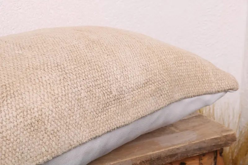 Cushion Cover, Vintage Kilim Throw Pillow, Boho Pillow, Knitted Cushion, 12x20 Beige Pillow Cover, Luxury Pillow, Kilim Cushion Sham - 5