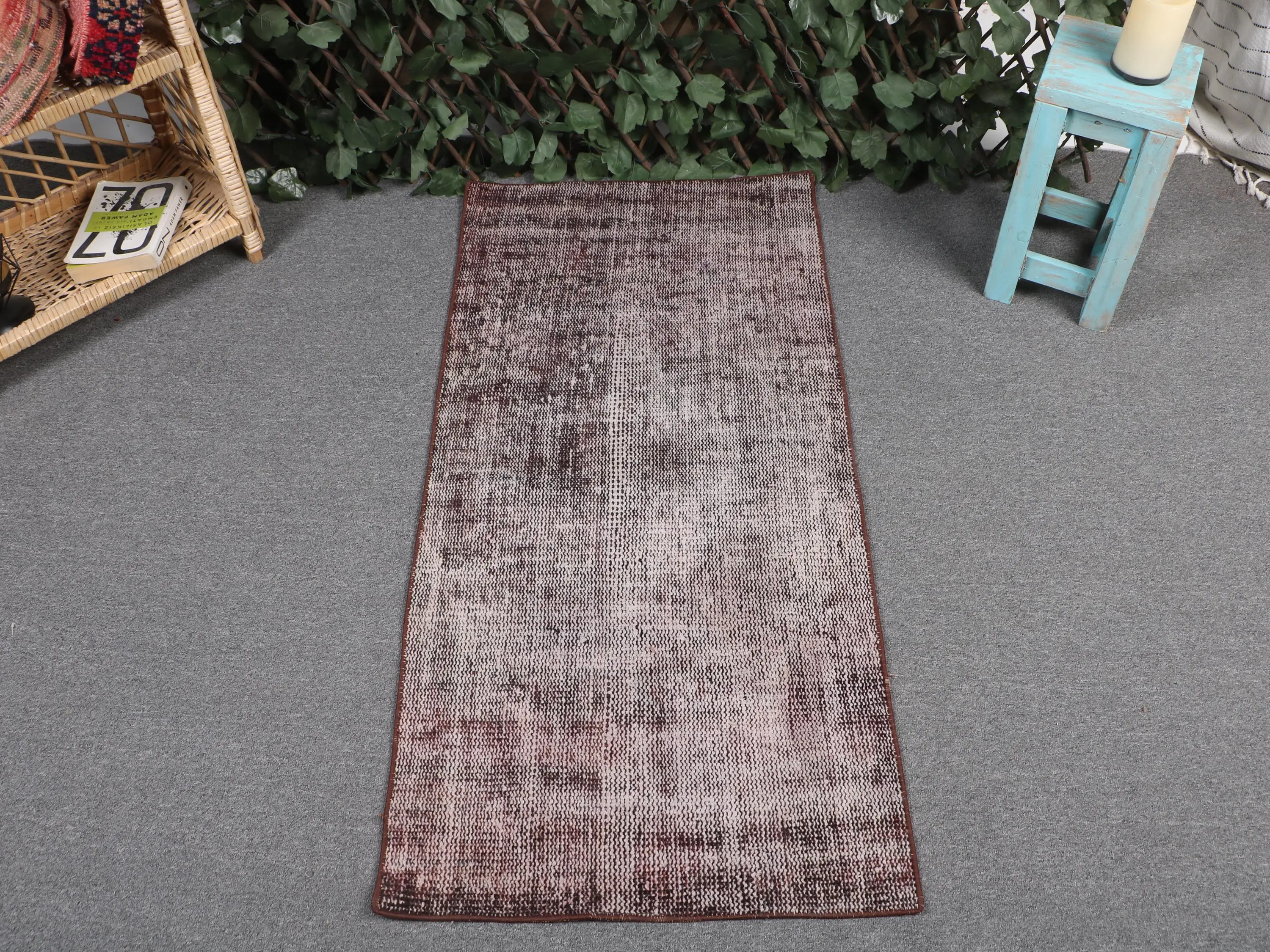 1.9x3.9 ft Rug, Turkish Vintage Rug, Brown Gray Southwestern Rug - 1