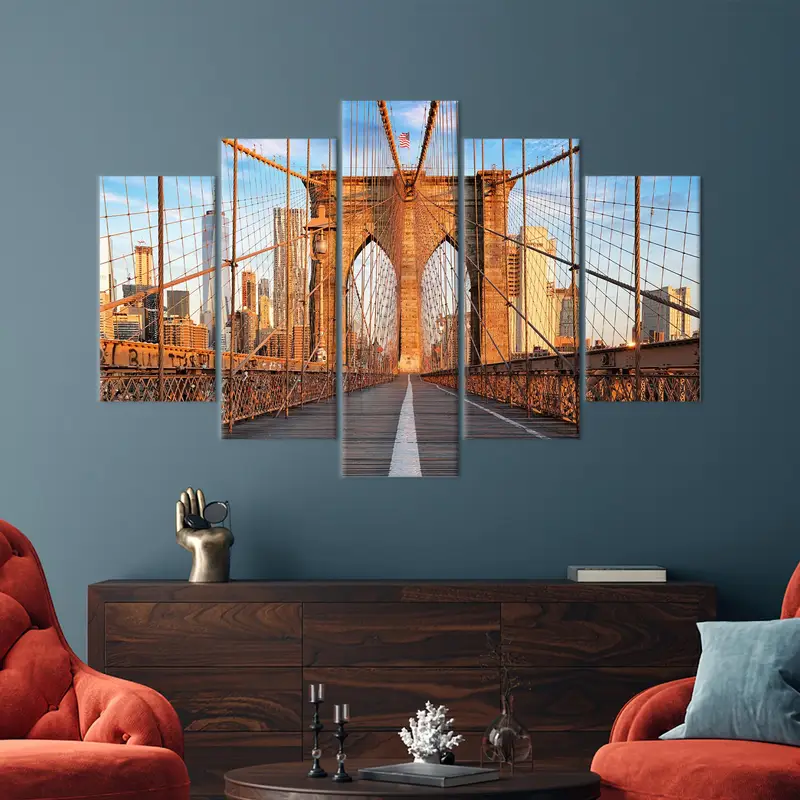 Brooklyn Canvas Art, Bridge View Decor, City Landscape, Cityscape Canvas, Manhattan Artwork, Brooklyn Art, New York Wall Art,Landscape Art, - 3