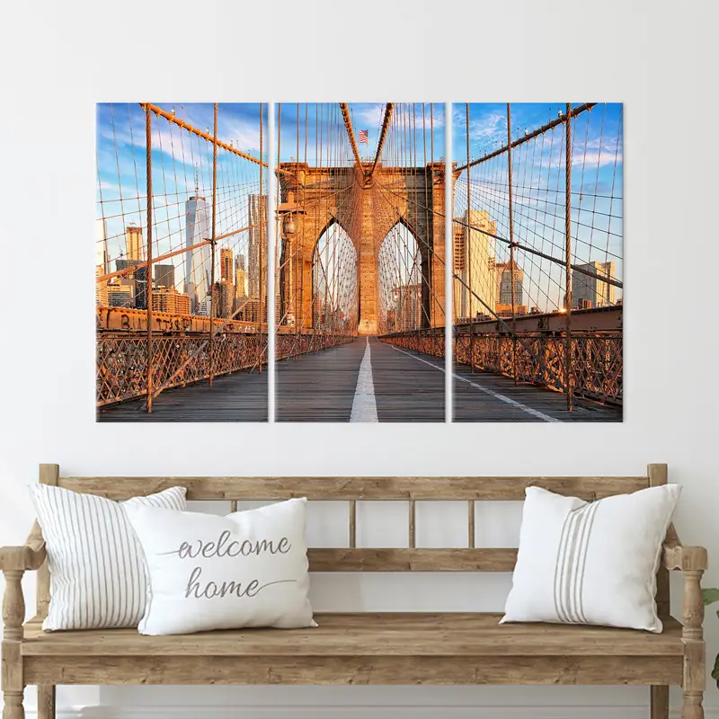 Brooklyn Canvas Art, Bridge View Decor, City Landscape, Cityscape Canvas, Manhattan Artwork, Brooklyn Art, New York Wall Art,Landscape Art, - 2